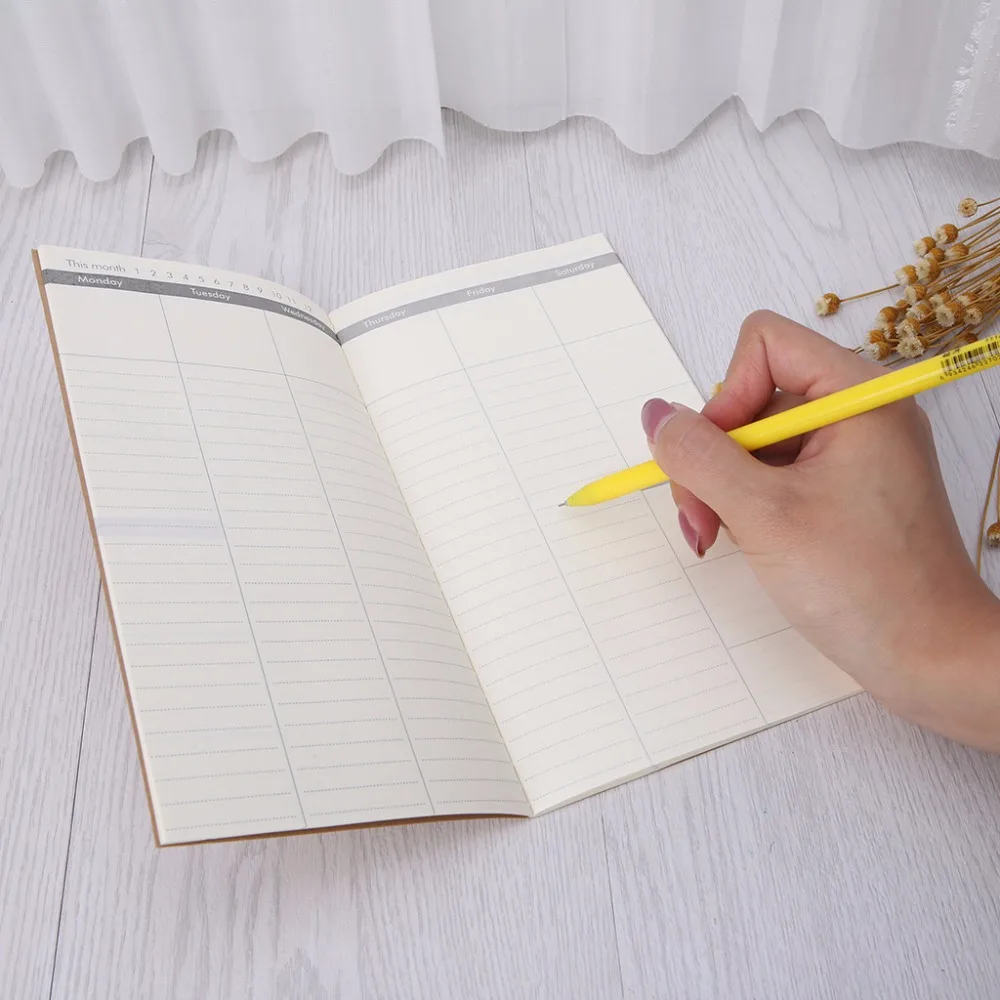 

1pc Notes Kraft Cover Weekly Planner Diary Journal Memo Notebook Note Pad School Office Sticky Notes