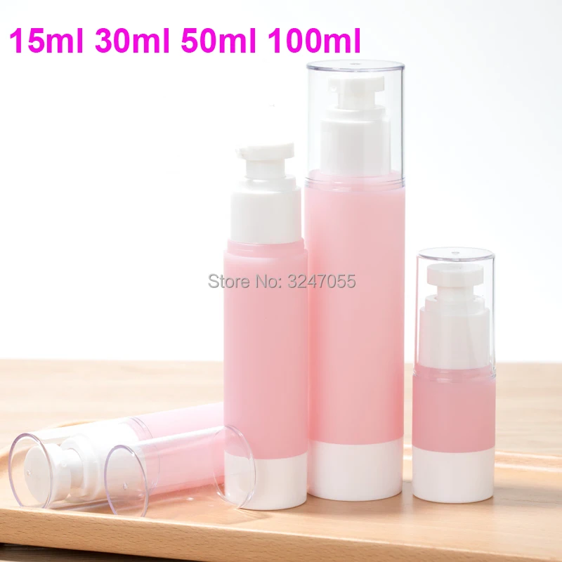15ml30ml50ml100ml портативный дорожный безвоздушный тональный насос бутылка, розовый вакуумный косметический спрей кулак контейнер, лосьон/эмульсионная трубка