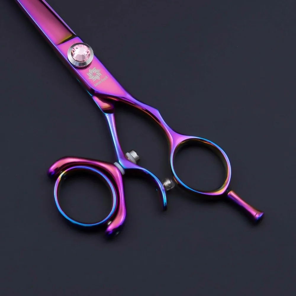 Tesouras de Corte de Cabelo Giro-fio da Navalha de Barbeiro do Salão de Beleza Polegada Profissional Tesoura Polegar Cabeleireiro Japoneses 6.0 7 Tesouras de cabelo