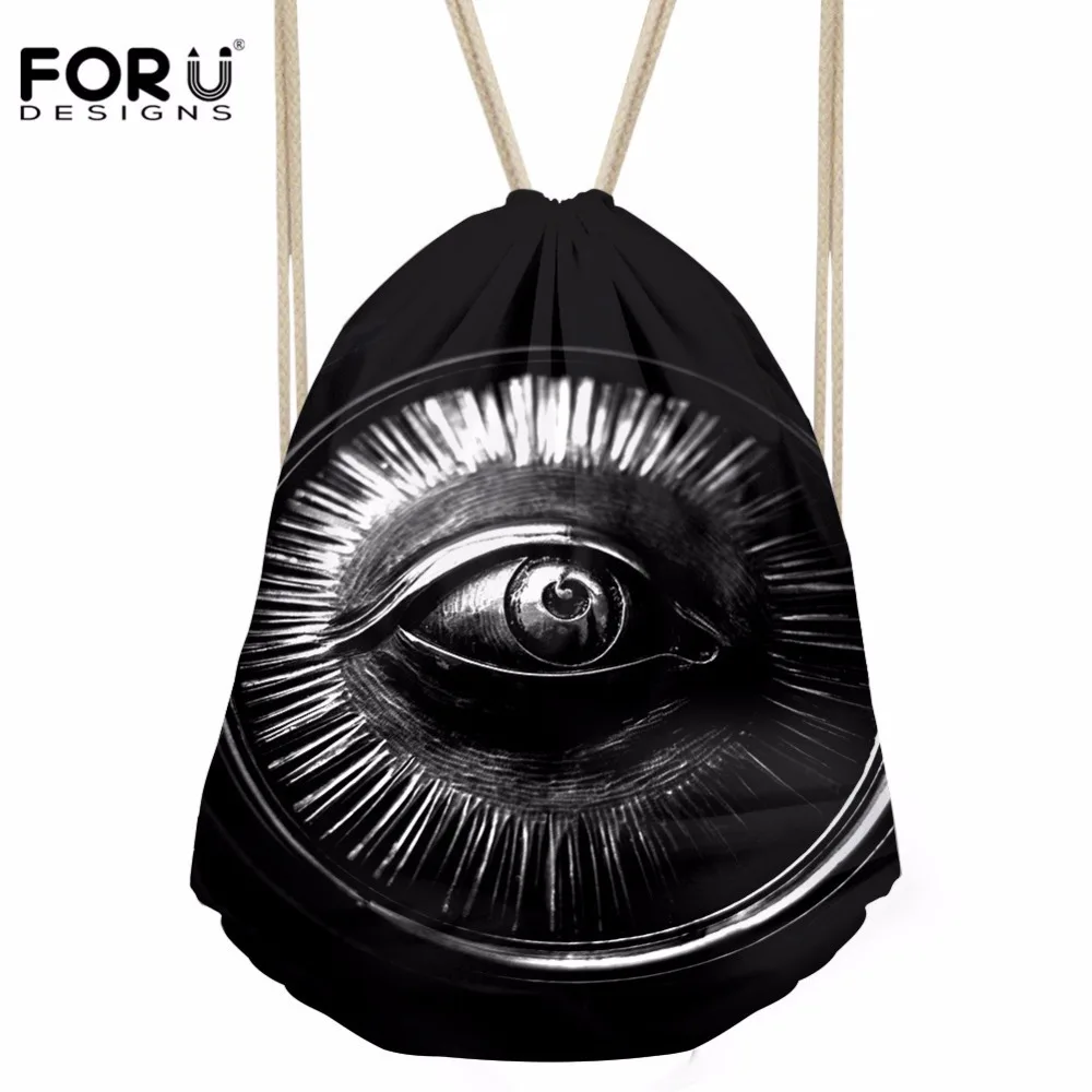 FORUDESIGNS/женская сумка на шнурке с 3D принтом глаз, рюкзак для женщин, маленький кошелек для покупок для девочек, крутой софтбэк Mochilas