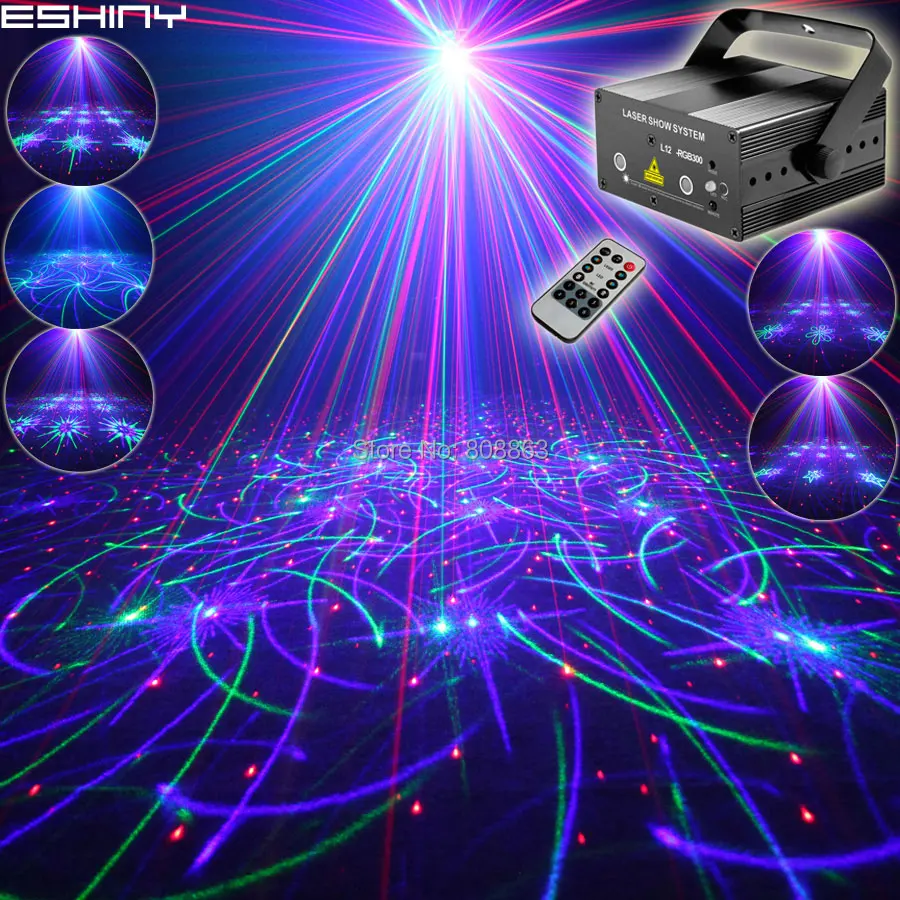 EHINY мини RGB 2 линзы лазер 64 узоры проектор Клубные семейные вечерние диско-бар DJ праздник Рождество танец Освещение сцены N8T159