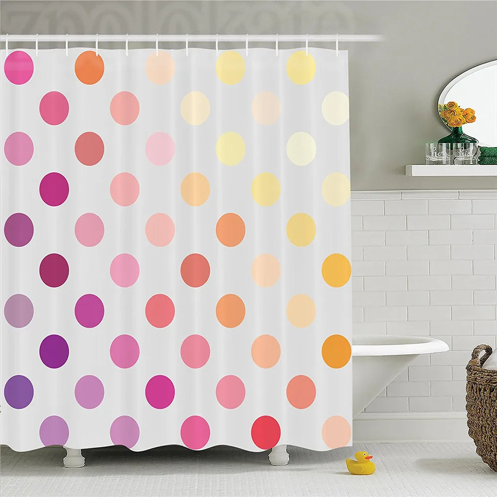 Polka Dots Home Decor Shower Curtain Set Gradient Polka Dots Artistic