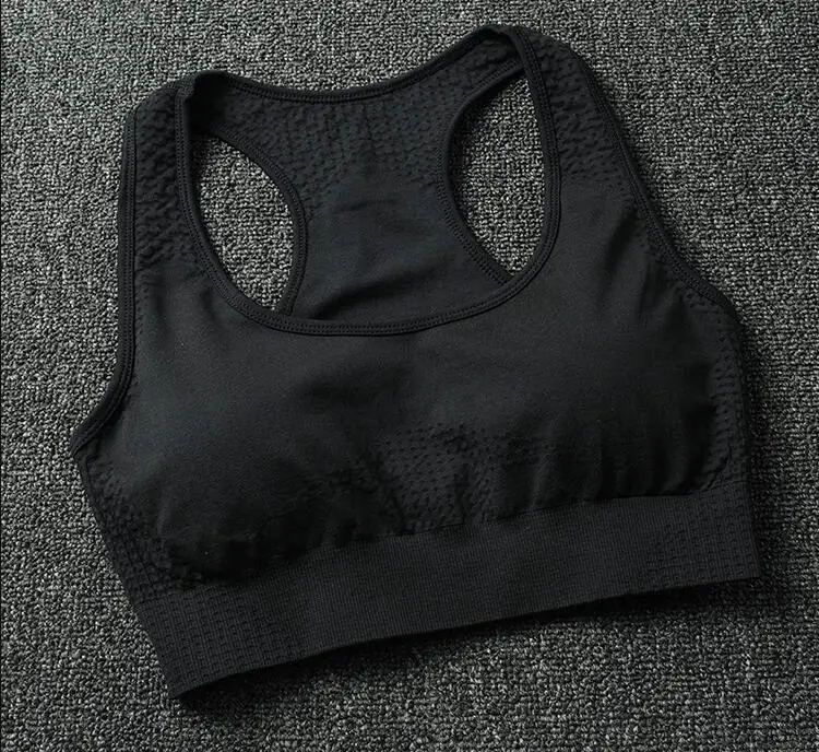 Bra black Женский бесшовный комплект для йоги, спортивные костюмы для фитнеса, одежда для спортзала, рубашки для йоги с высокой талией, леггинсы для бега, штаны для тренировок, Рубашки, Топы с бюстгальтером - Цвет: Bra black