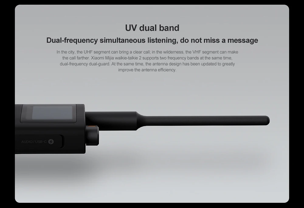 Xiaomi Mijia Walkie talkie 2 IP65 радио водонепроницаемый и пыленепроницаемый портативный наружный радиоприемопередатчик UVHF двухдиапазонный переговорный