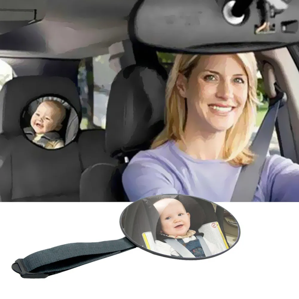 Buy Car Safety Mirror Baby Car Mirror Facing Rearward View Headrest Mount Round