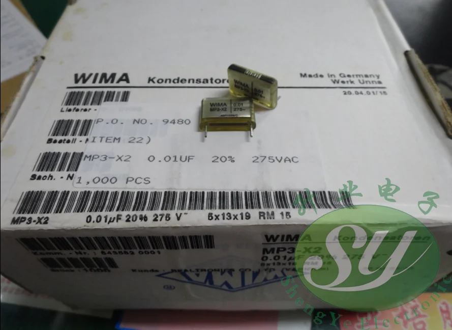 

2019 hot sale 10pcs/20pcs WIMA MP3-X2 0.01uF/275VAC 10nF 103 new original box film capacitor 15MM Audio capacitor free shipping