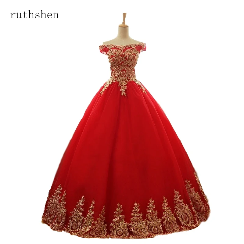 Ruthshen/бальное платье с золотыми аппликациями Пышные платья красного и черного