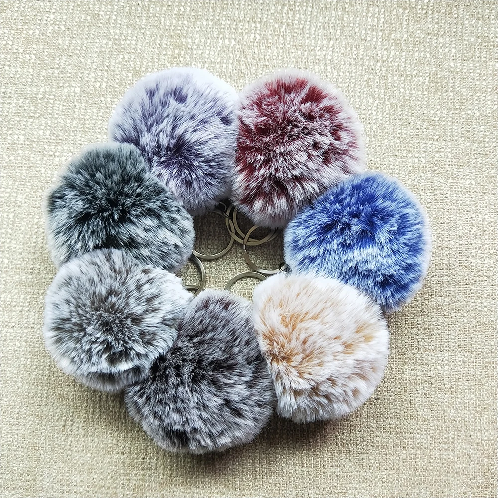 

Simple Key Chain Fur Ball Pompon Keychain Pompom Artificial Rabbit Fur Animal Keychains for Woman Car Bag KeyRing 27 Colors