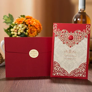 100 шт красная Золотая белая корона лазерная резка, для свадьбы Пригласительные карты элегантные поздравительные открытки настроить сувенир для свадебной вечеринки украшения - Цвет: One Set Red