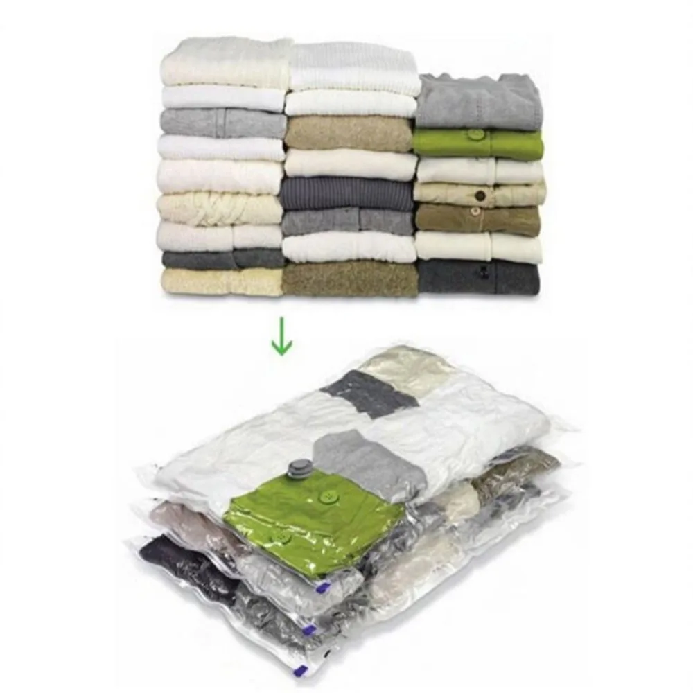 

4 Sizes Reusable Vaccum Seal Compressed Bags Organizer Travel Space Saver Storage Bags for Clothes quilt Hand Air Deflation Pump