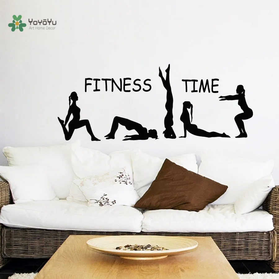 

YOYOYU Vinyl Wall Decal Fitness Time Gymnastics Yoga Movement Interior Room Art Home Decoration Stickers FD425