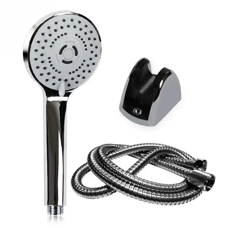 3PCS /Set Flexible Pipe Adjustable Base Handhold Saving Shower Head