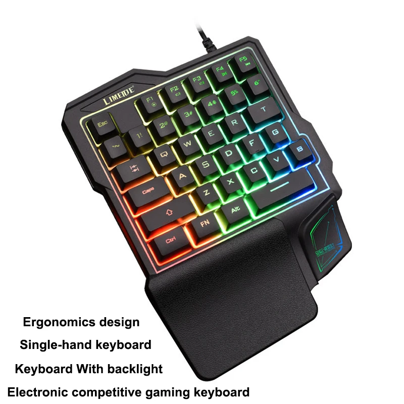 Wired Gaming Keyboard LED 35 Keys Single Hand with Backlight USB Ergonomic Support Mechanical Feeling For PUBG LOL Game | Компьютеры и