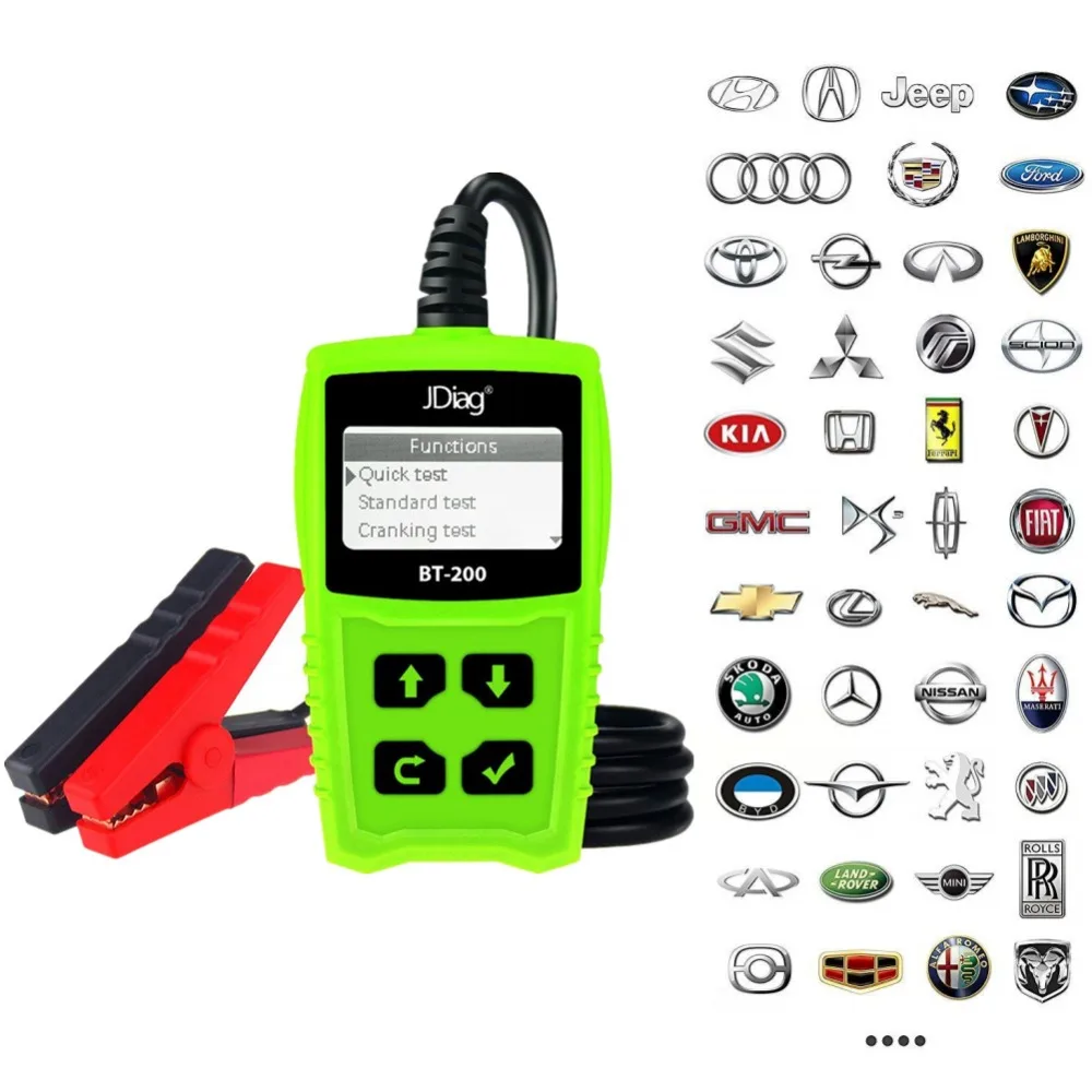 

JDiag BT200 Car Battery Tester Multi-language 12V 1100CCA Battery System Detect Automotive Bad Cell Battery Diagnostic Tool