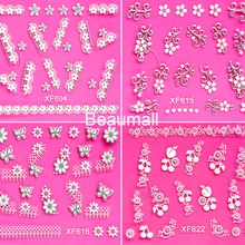 30 вариантов дизайна! Лак для ногтей, задний клей, 3D белые наклейки, декоративные наклейки для ногтей, красивые наклейки