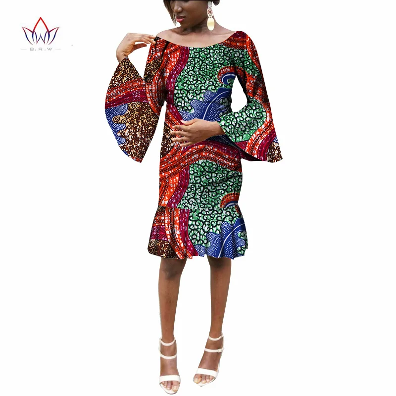 Африканская Женская одежда мини Вечерние платья-русалки Африканский Базен Riche плюс размер женские модные платья одежда brw WY2092