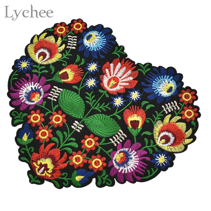 Lychee в форме сердца Цветочная вышивка аппликация нашивки для одежды Железная нашивка аппликация для DIY одежды куртки шитье ремесло