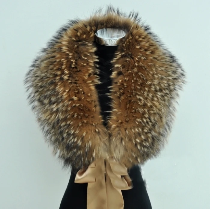 ZDFURS* Лидер продаж высокое качество меха енота воротник свадьбы невеста меховая накидка из меха енота шарф из меха енота накидкой перекосов