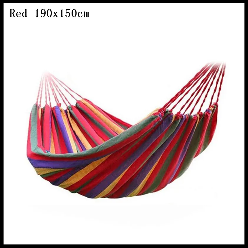 Red 190x150cm Для отдыха на открытом воздухе Радуга двойной гамак из холста Сверхлегкий Кемпинг гамак с рюкзаком портативный Гамаки для улицы - Цвет: Red 190x150cm