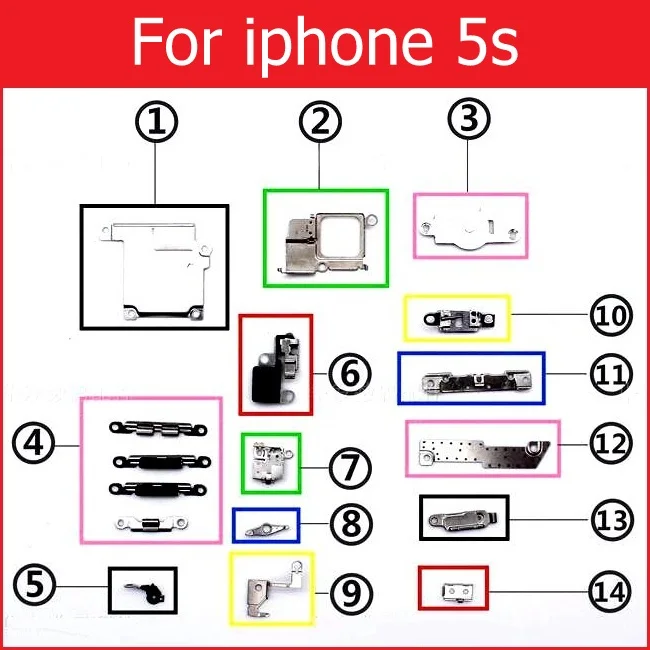 Розничная, внутренние маленькие металлические железные детали для iPhone 4, 4S, 5, 5c, 5S, 6, 6 S, 7, 8 Plus, X, маленький держатель, кронштейн, защитная пластина, набор деталей