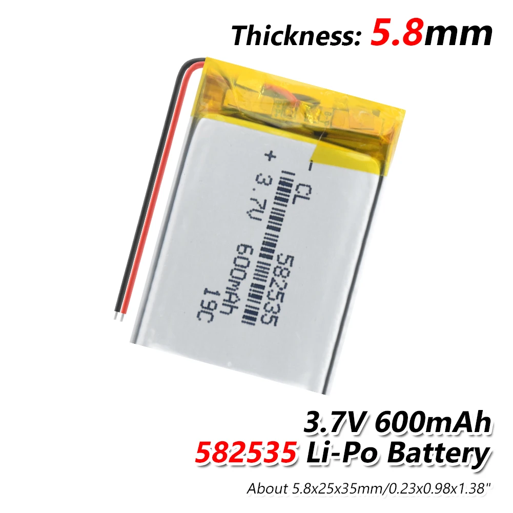 2/4 шт 582535 600mAh литий ионные полимерные аккумуляторы для часов GPS Светодиодный
