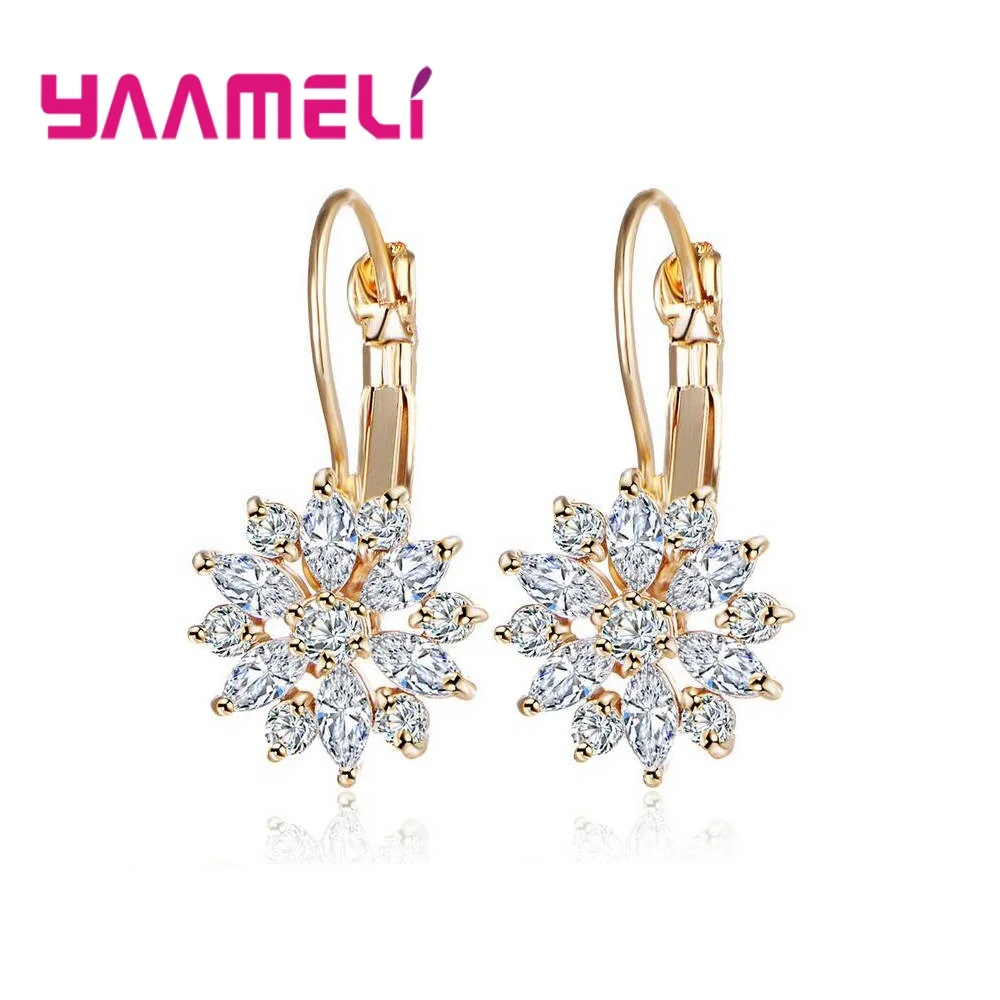 

Hottest Sale Genuine 925 Sterling Silver Austrian Crystal Flower Exquisite Dangle Earrings for Women Luxury Jewelry Making