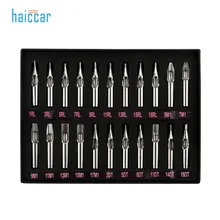Haicar 22 шт. новые высококачественные колпачки для татуажа из нержавеющей стали советы для пулемета колба для игл комплект коробка красивая татуировка наконечник