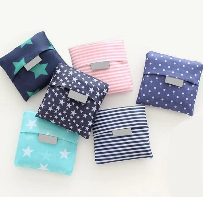 

New Hot Sale Fashion printing foldable green shopping bag Tote Folding pouch handbags Convenient Large-capacity storage bags