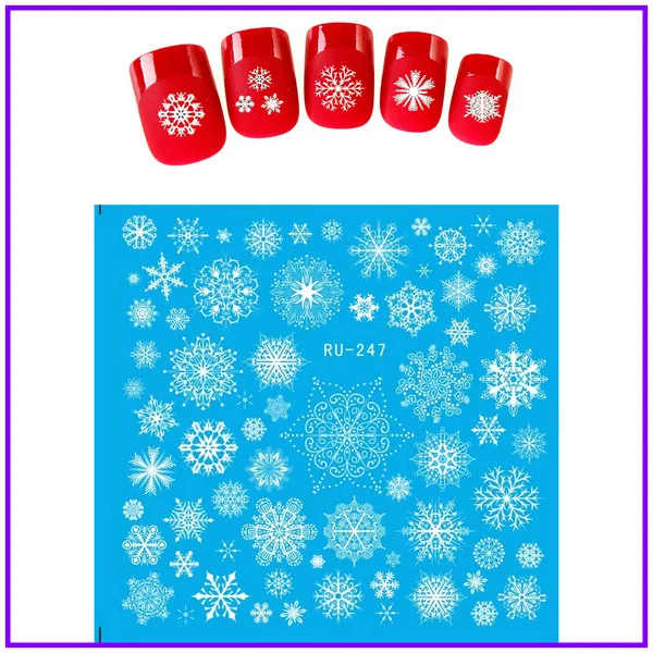 UPRETTEGO дизайн ногтей Красота воды Наклейка слайдер наклейки на ногти цветок белый снег хлопья зима Рождество RU242-247