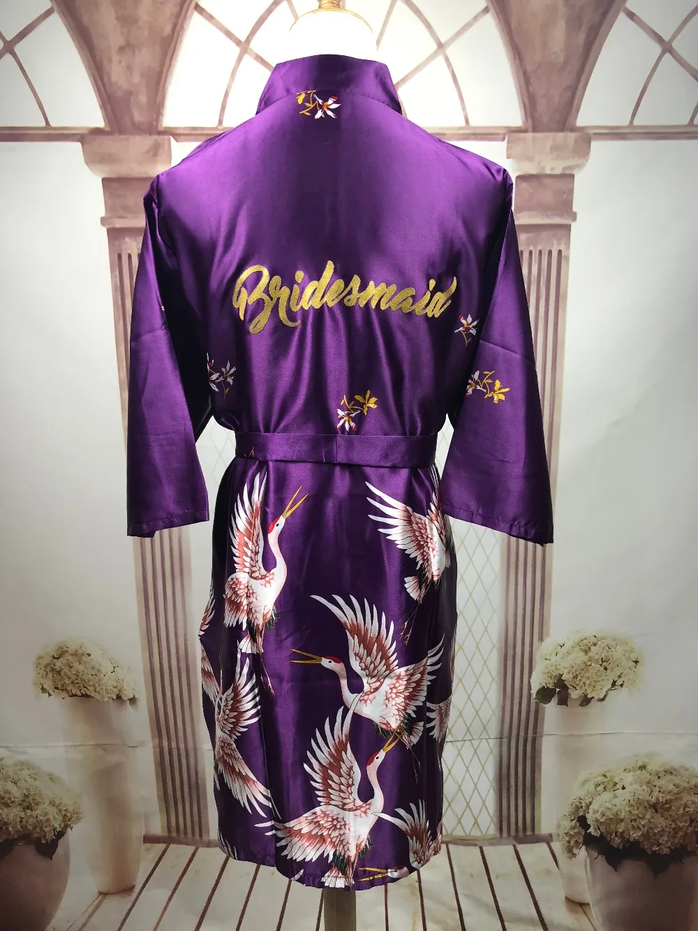 R18 сексуальное атласное кимоно с цветочной отделкой, свадебные халаты с золотым блеском, пижама для невесты, ночная рубашка, платье, вечерние пижамы для женщин