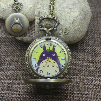 

Quartz Fashion Totoro Pocket Watch Necklace Woman Chinchilla Lanigera Molina FOB Watches Man Cute Cartoon Vintage Bronze Color