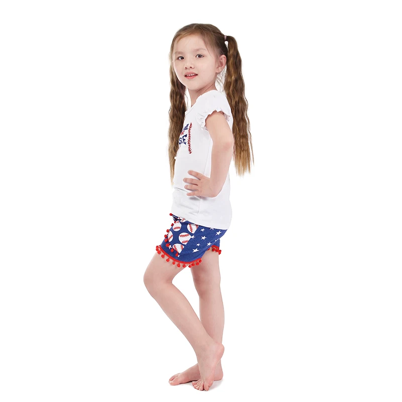 Kaiya Angel 4 го июля Бутик Дети Vlothing Королевский синий бейсбольная звезда хлопок