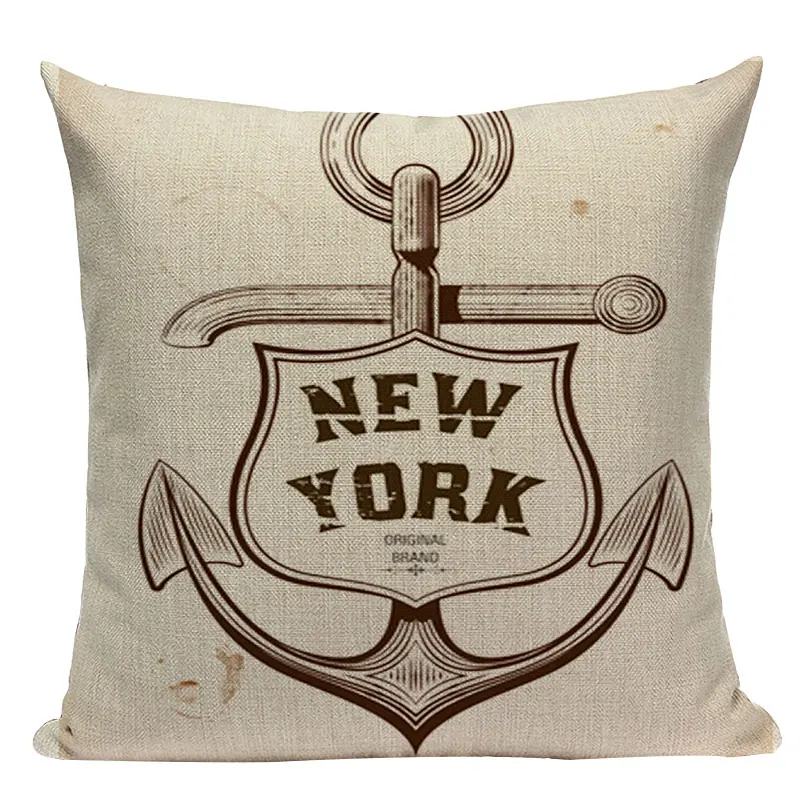 Blue Nautical Throw Pillows Velvet Anchor Sea Style Throw Case