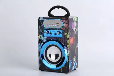 Портативный Bluetooth динамик открытый квадратный танец деревянный FM карта U