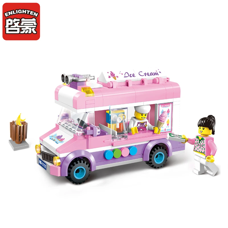

Enlighten Building Bricks Technic Ice Cream Van Pink Car Cake Bus Model Educational Assembly Kids Toys Gift Creator 1112
