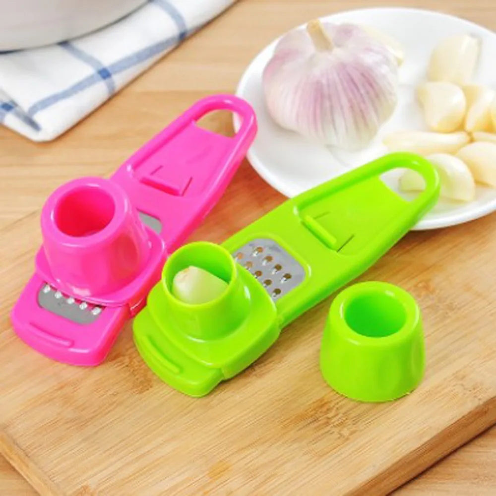

1PC Multi-functional Garlic Press Stainless Steel+Plastic Mini Ginger Grinding Grater Planer Slicer Cutter Kitchen Accessories