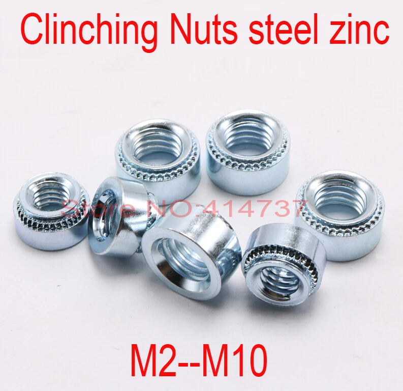 Nuts 10pcs//lot M5-2 M5 Press nut clinching Nut Steel zinc Plated Rivet Nuts Inserting self clinching Nuts