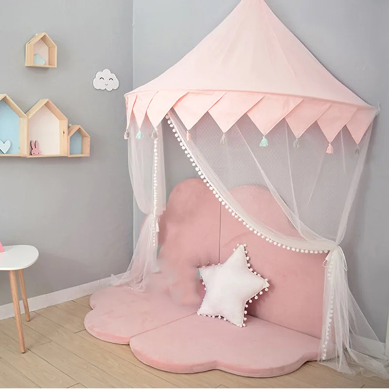 Nordic-Kids-Play-Tent-Pink-Princess-Playhouse-Castle-Tipi-Enfant-Indoor-Outdoor-Baby-Crib-Canopy-Bed