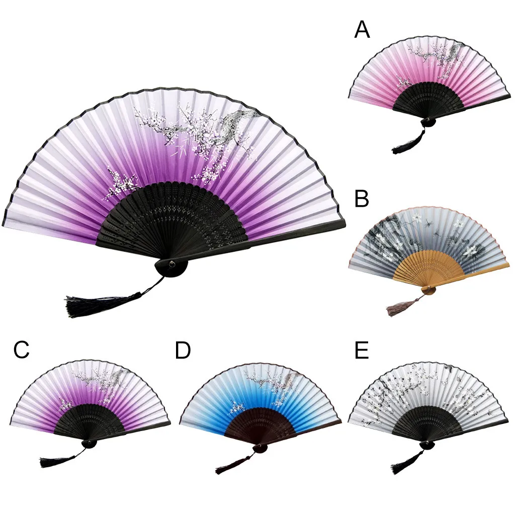 Узор ручные вентиляторы шелк бамбук складной ручной сложенный для церкви свадебный веер Прохладный Бамбук Цветок Персонализированные