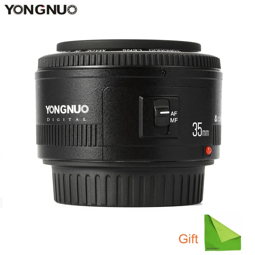 Объектив Yongnuo 35 мм YN35mm F2 широкоугольный объектив с большой апертурой фиксированный объектив с автофокусом для камеры Canon Nikon Dsrl с чистящей салфеткой