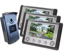 Freeship de dhl 7 Pulgadas de monitor en color de interfonos de vídeo de control de acceso 1 cámara de 3 monitor de Cámara de La Puerta villa de vídeo timbre de la puerta