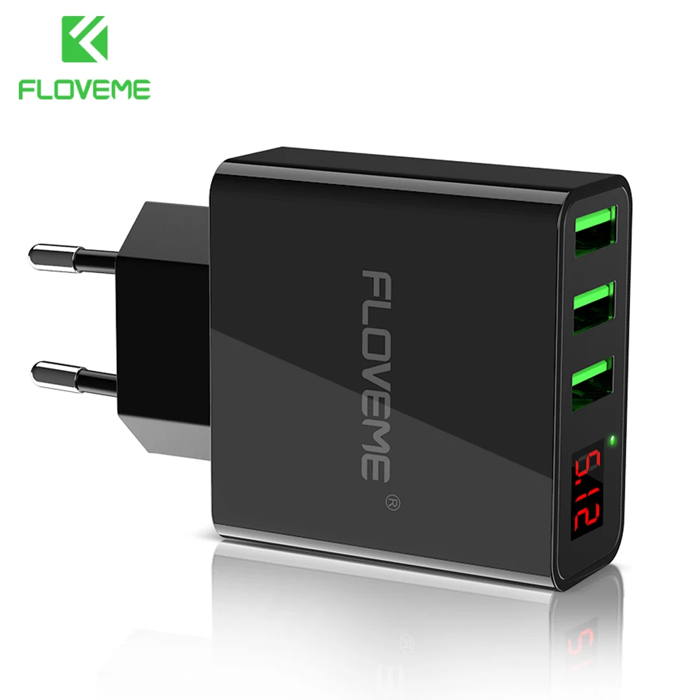 

FLOVEME 5V3A LED Display 3 Ports USB Charger For iPhone X Xs Max Universal Fast Charging Mobile Phone Charger For Xiaomi Huawei