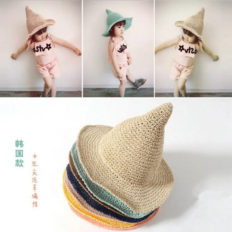 

South Korea Summer New Hat Girl Baby Beach Hat Big Sun Hat Witch Sharp Hat