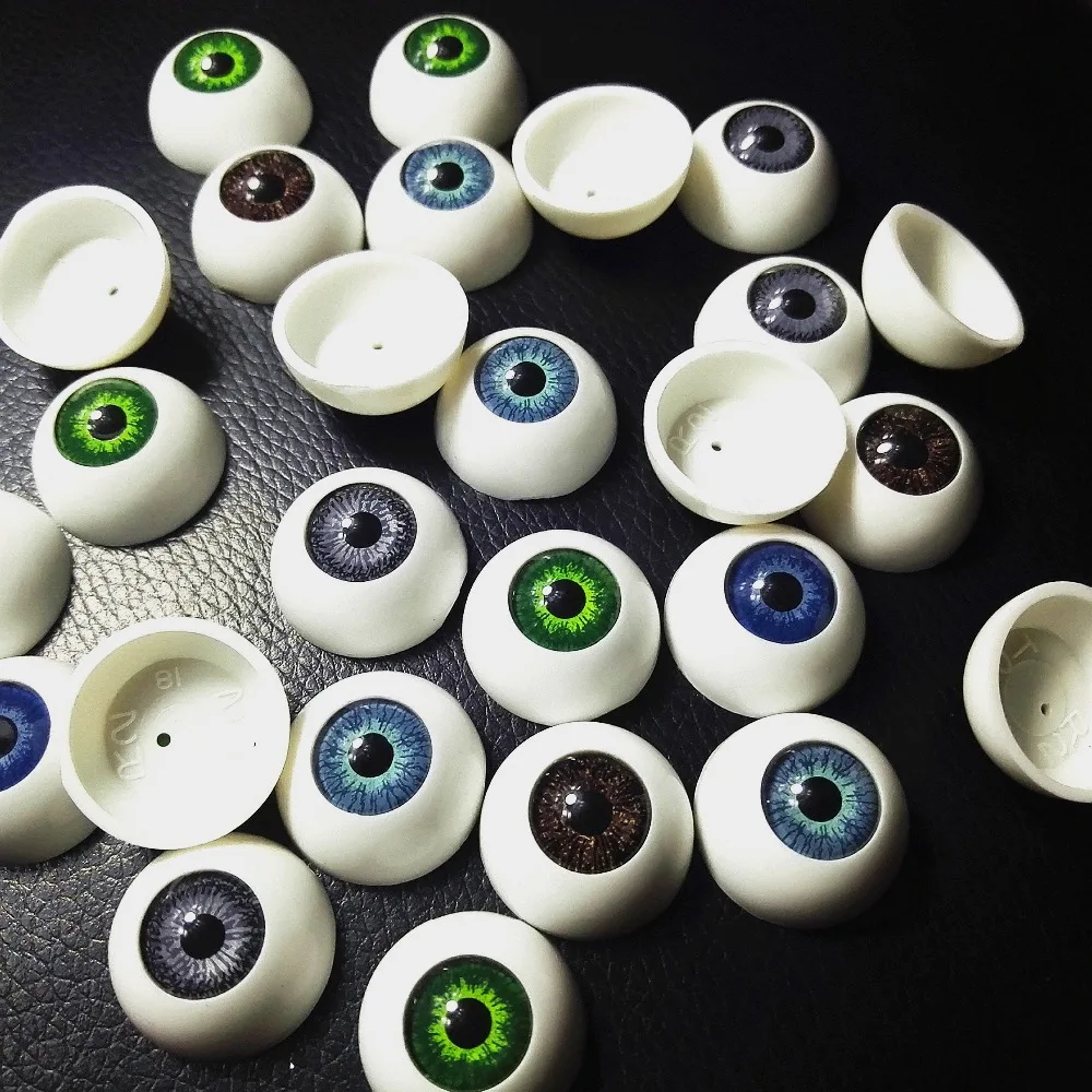 10Pcs (5 Pairs) 22mm acrylic half round Reborn doll eyes  Blue Gray Mix Colors Eyeball doll accessories BJD OOAK Doll eyes Toys
