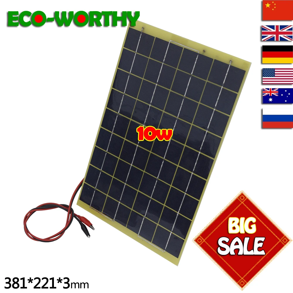 

Hot* 10W 12V Portable SOLAR TRICKLE BATTERY CHARGER for car, RV, camp, marine,atv