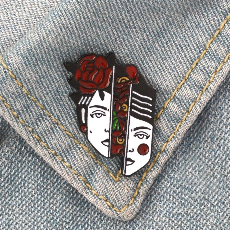 

Trendy Rap Cartoon Collar Pins Brooch Hip-Hop Character Cool Rapper Cold face Enamel Badge Lapel Pin Enamel Badge