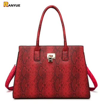 

Luxury Snake Serpentine Bags Women Leather Handbags Famous Brand Designer Tote Bolsos Mujer 2018 Fashion Lock Women Shoulder Bag