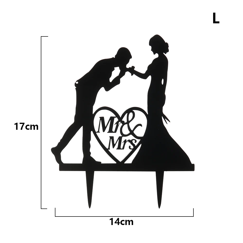 Свадебная тема акриловый торт Топпер Mr Mrs Свадебные украшения акриловые черные топперы для торта свадебные вечерние принадлежности для взрослых украшения для торта - Цвет: L