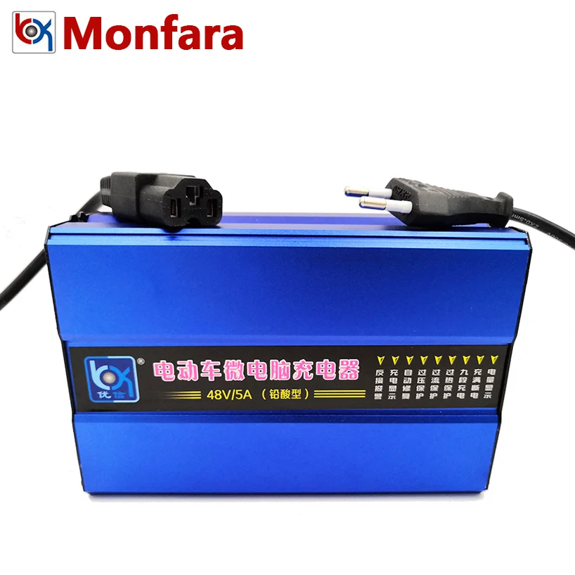 

Full Automatic 48V 5A Electric Car Motorcycle Tricycle Battery Charger Lead Acid CA Calcium LCD Display 48 Volts 20ah 40ah 60ah