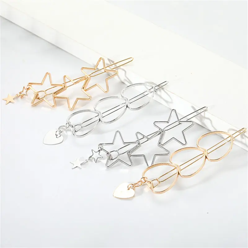Сердце звезды формы для женщин девочек шпильки звезда зажим для волос сердце тонкие шпильки для волос украшения для волос ювелирные аксессуары